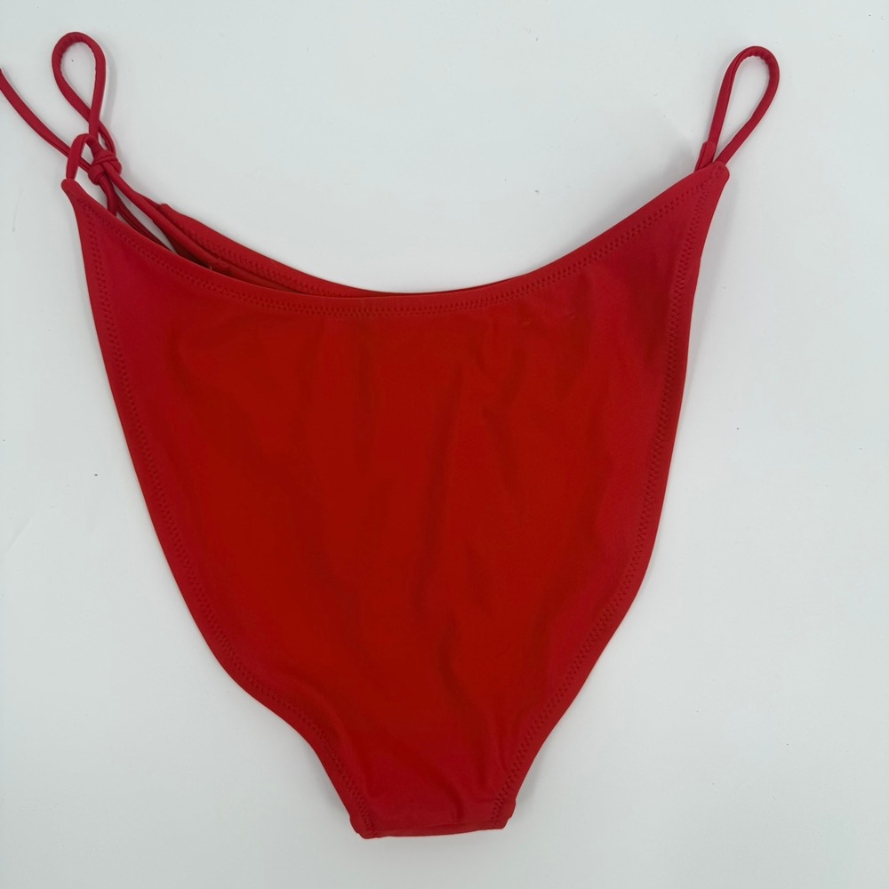 Wild Fable Bikini Bottom Side Tie High Leg Modern Womens Size Medium Red Solid